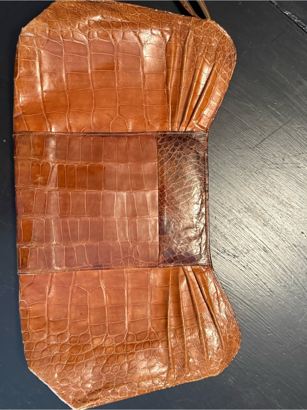 Vintage 1940 genuine crocodile leather handbag